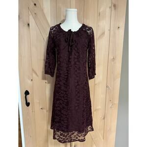 Garnet Hill | Boheme Easy Lace Dress in Deep Maroon | Size 2/4